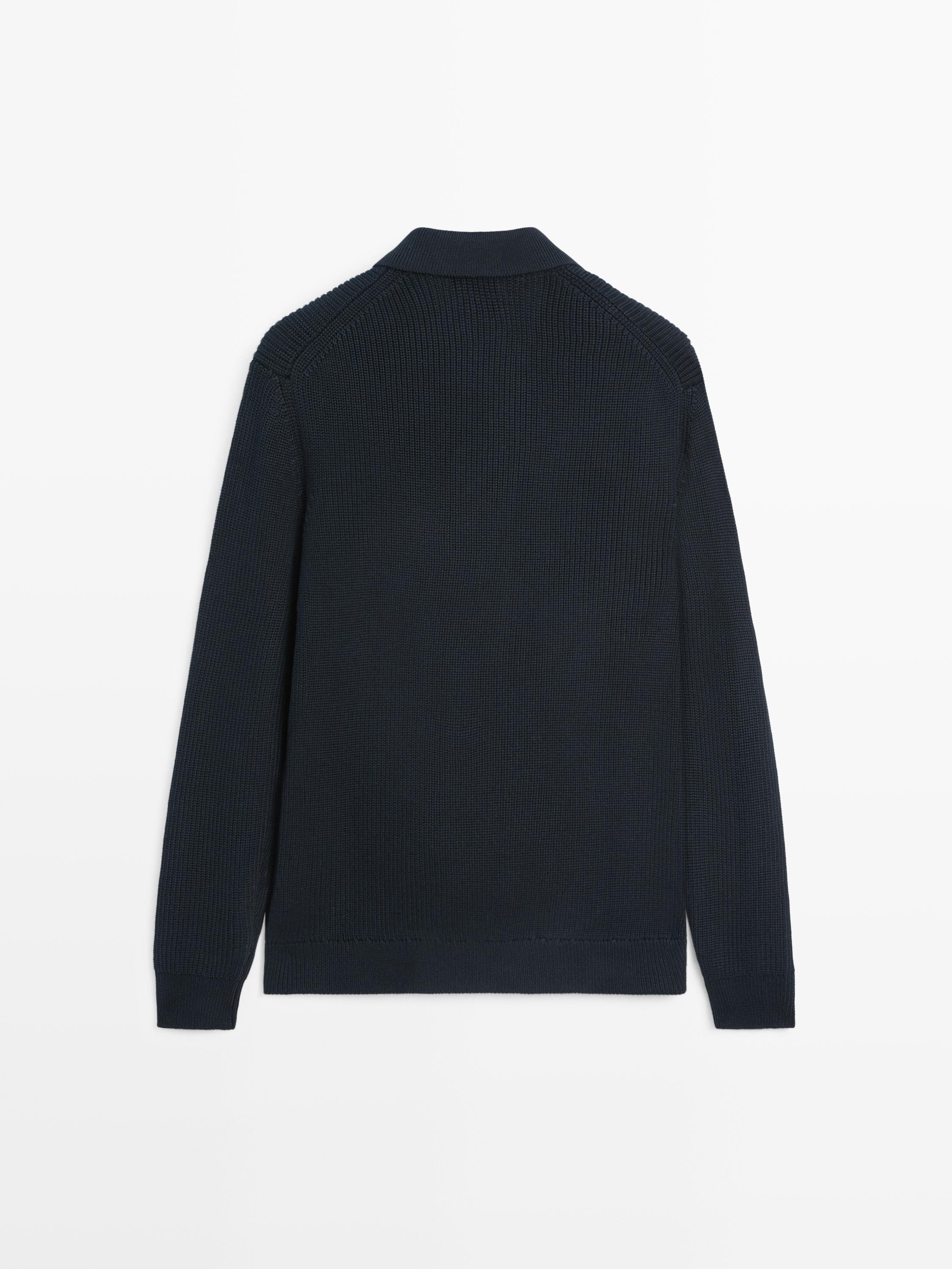 Cotton knit cardigan with pockets